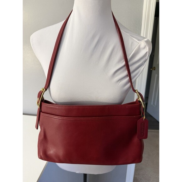 Coach Vintage Legacy Purse Ladies Shoulder Bag Red Leather Medium F23-9861 - Picture 1 of 12